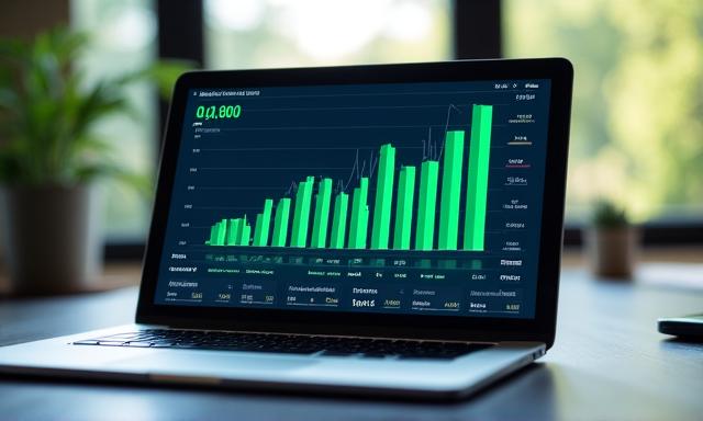 Financial charts on a screen indicating high return on investment